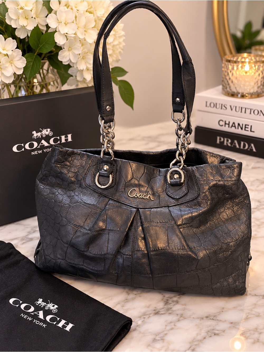 Coach Embossed Leather Shoulder Bag - Circa 2011 - Like New